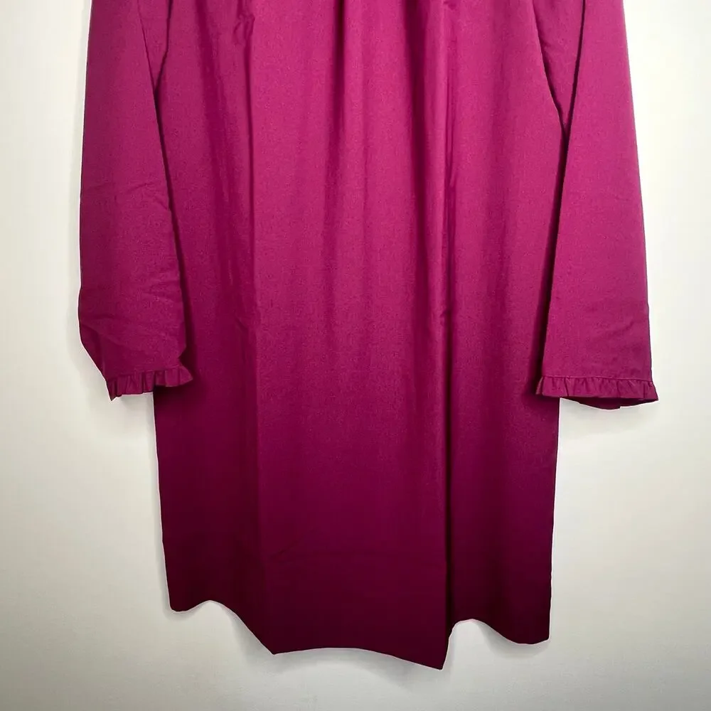 J. Crew Purple Ruffle Collar Long Sleeve Shift Mini Dress Size 6
